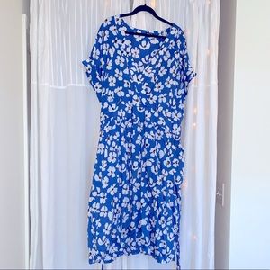 Who What Wear Blue Floral Dress With Pockets 4x